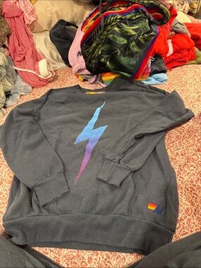 Aviator nation ombré bolt crewneck